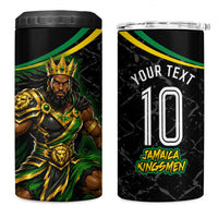 Personalized Jamaica Kingsmen 4 in 1 Can Cooler Tumbler Caribbean Cricket Royal Warrior King Mascot