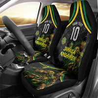 Personalized Jamaica Kingsmen Car Seat Cover Caribbean Cricket Royal Warrior King Mascot