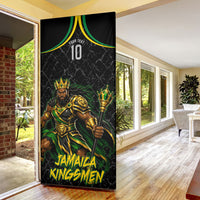 Personalized Jamaica Kingsmen Door Cover Caribbean Cricket Royal Warrior King Mascot