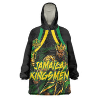 Personalized Jamaica Kingsmen Kid Wearable Blanket Hoodie Caribbean Cricket Royal Warrior King Mascot