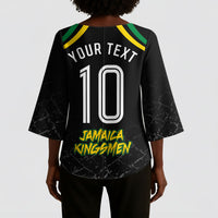 Personalized Jamaica Kingsmen Kimono Sleeve Blouse Caribbean Cricket Royal Warrior King Mascot