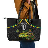 Personalized Jamaica Kingsmen Leather Tote Bag Caribbean Cricket Royal Warrior King Mascot