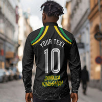 Personalized Jamaica Kingsmen Long Sleeve Button Shirt Caribbean Cricket Royal Warrior King Mascot