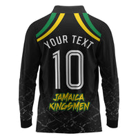 Personalized Jamaica Kingsmen Long Sleeve Polo Shirt Caribbean Cricket Royal Warrior King Mascot