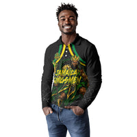 Personalized Jamaica Kingsmen Long Sleeve Polo Shirt Caribbean Cricket Royal Warrior King Mascot