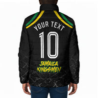 Personalized Jamaica Kingsmen Padded Jacket Caribbean Cricket Royal Warrior King Mascot