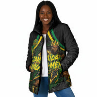Personalized Jamaica Kingsmen Padded Jacket Caribbean Cricket Royal Warrior King Mascot
