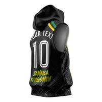 Personalized Jamaica Kingsmen Sleeveless Hoodie Caribbean Cricket Royal Warrior King Mascot
