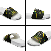 Personalized Jamaica Kingsmen Slide Sandals Caribbean Cricket Royal Warrior King Mascot