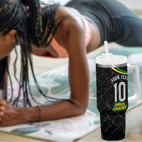 Personalized Jamaica Kingsmen Tumbler With Handle Caribbean Cricket Royal Warrior King Mascot