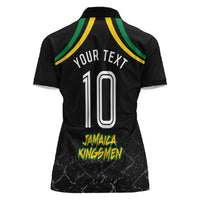 Personalized Jamaica Kingsmen Women Polo Shirt Caribbean Cricket Royal Warrior King Mascot