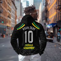 Personalized Jamaica Kingsmen Zip Hoodie Caribbean Cricket Royal Warrior King Mascot