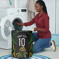 Personalized Jamaica Cricket Lion Mascot Laundry Basket Kingsmen Royal King Batsman Sport