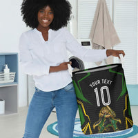 Personalized Jamaica Cricket Lion Mascot Laundry Basket Kingsmen Royal King Batsman Sport