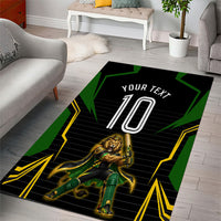 Personalized Jamaica Cricket Lion Mascot Area Rug Kingsmen Royal King Batsman Sport
