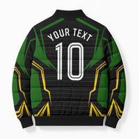 Personalized Jamaica Cricket Lion Mascot Bomber Puffer Jacket Kingsmen Royal King Batsman Sport