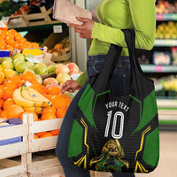 Personalized Jamaica Cricket Lion Mascot Grocery Bag Kingsmen Royal King Batsman Sport