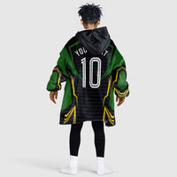 Personalized Jamaica Cricket Lion Mascot Kid Wearable Blanket Hoodie Kingsmen Royal King Batsman Sport
