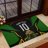 Personalized Jamaica Cricket Lion Mascot Rubber Doormat Kingsmen Royal King Batsman Sport