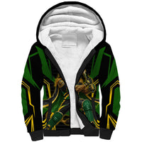 Personalized Jamaica Cricket Lion Mascot Sherpa Hoodie Kingsmen Royal King Batsman Sport