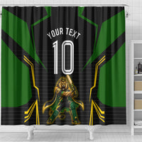 Personalized Jamaica Cricket Lion Mascot Shower Curtain Kingsmen Royal King Batsman Sport