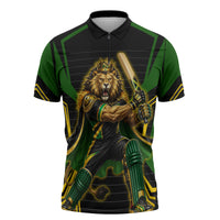 Personalized Jamaica Cricket Lion Mascot Zipper Polo Shirt Kingsmen Royal King Batsman Sport