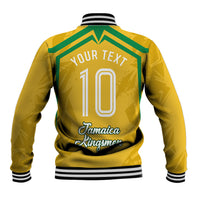 Personalized Jamaica Kingsmen Cricket Lion Baseball Jacket Royal King Batsman Sports Graphic Art