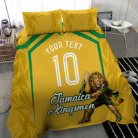 Personalized Jamaica Kingsmen Cricket Lion Bedding Set Royal King Batsman Sports Graphic Art