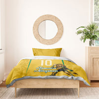 Personalized Jamaica Kingsmen Cricket Lion Bedding Set Royal King Batsman Sports Graphic Art