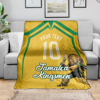 Personalized Jamaica Kingsmen Cricket Lion Blanket Royal King Batsman Sports Graphic Art