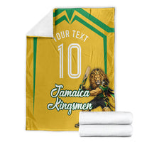 Personalized Jamaica Kingsmen Cricket Lion Blanket Royal King Batsman Sports Graphic Art
