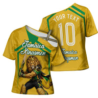 Personalized Jamaica Kingsmen Cricket Lion Cross Shoulder Shirt Royal King Batsman Sports Graphic Art