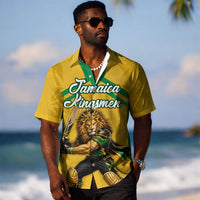 Personalized Jamaica Kingsmen Cricket Lion Hawaiian Shirt Royal King Batsman Sports Graphic Art