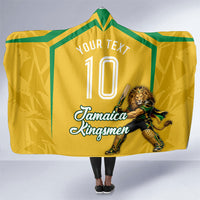 Personalized Jamaica Kingsmen Cricket Lion Hooded Blanket Royal King Batsman Sports Graphic Art
