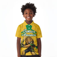 Personalized Jamaica Kingsmen Cricket Lion Kid Polo Shirt Royal King Batsman Sports Graphic Art