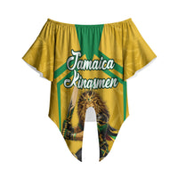 Personalized Jamaica Kingsmen Cricket Lion Off Shoulder Wrap Waist Top Royal King Batsman Sports Graphic Art