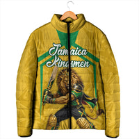 Personalized Jamaica Kingsmen Cricket Lion Padded Jacket Royal King Batsman Sports Graphic Art