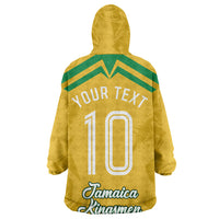 Personalized Jamaica Kingsmen Cricket Lion Wearable Blanket Hoodie Royal King Batsman Sports Graphic Art