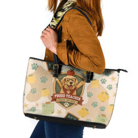 Proud Teacher Proud Dog Mom Leather Tote Bag Classroom Cute Dog Lover
