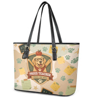 Proud Teacher Proud Dog Mom Leather Tote Bag Classroom Cute Dog Lover