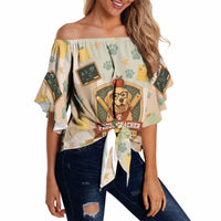 Proud Teacher Proud Dog Mom Off Shoulder Wrap Waist Top Classroom Cute Dog Lover