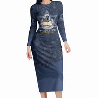 Yom Kippur Gates Of Return Long Sleeve Bodycon Dress Jewish High Holy Day Shofar Tallit Star Of David