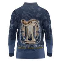Yom Kippur Gates Of Return Long Sleeve Polo Shirt Jewish High Holy Day Shofar Tallit Star Of David