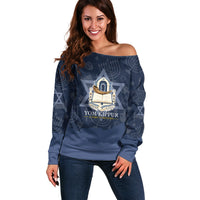 Yom Kippur Gates Of Return Off Shoulder Sweater Jewish High Holy Day Shofar Tallit Star Of David