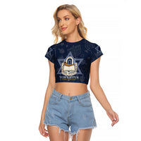Yom Kippur Gates Of Return Raglan Cropped T Shirt Jewish High Holy Day Shofar Tallit Star Of David