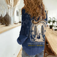 Yom Kippur Gates Of Return Women Casual Shirt Jewish High Holy Day Shofar Tallit Star Of David