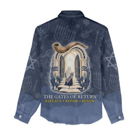 Yom Kippur Gates Of Return Women Casual Shirt Jewish High Holy Day Shofar Tallit Star Of David
