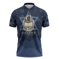 Yom Kippur Gates Of Return Zipper Polo Shirt Jewish High Holy Day Shofar Tallit Star Of David