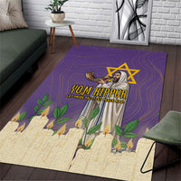 Yom Kippur Area Rug Shofar Blowing Jewish High Holy Day Tallit Star Of David