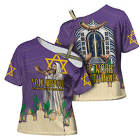 Yom Kippur Cross Shoulder Shirt Shofar Blowing Jewish High Holy Day Tallit Star Of David